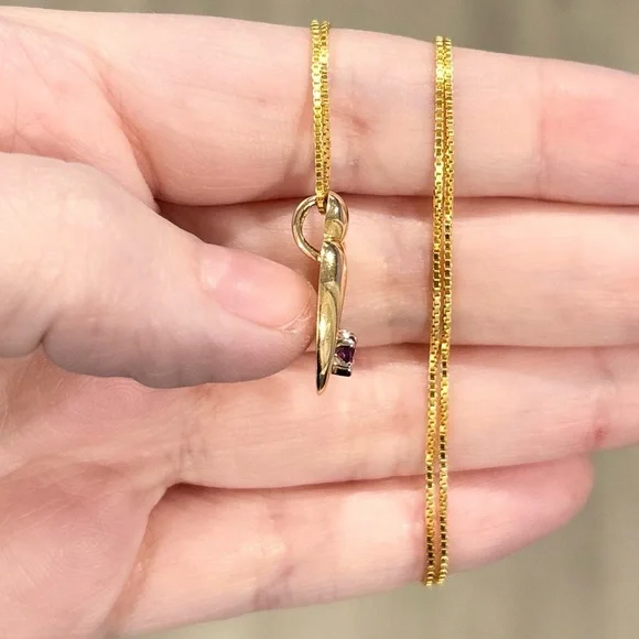 14K Kaynar three stone amethyst Ruby citrine vintage yellow gold open pendant - Picture 7 of 10